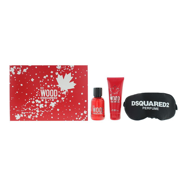 Dsquared2 Red Wood Eau de Toilette 50ml, Shower Gel 50ml + Night Mask Gift Set