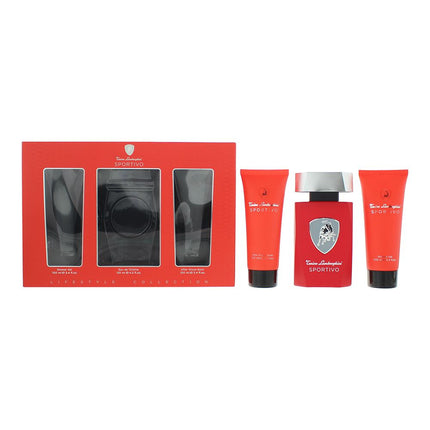 Lamborghini Sportivo Eau De Toilette 125ml + Shower Gel + Aftershave Balm Set
