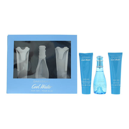 Davidoff Cool Water Woman Eau de Toilette 50ml, Shower Gel + Body Lotion