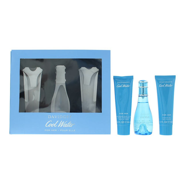 Davidoff Cool Water Woman Eau de Toilette 50ml, Shower Gel + Body Lotion