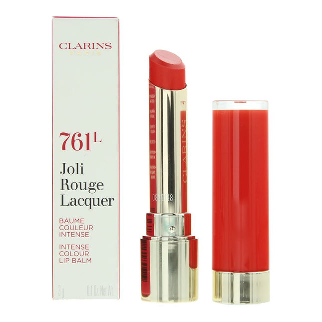 Clarins Joli Rouge Lacquer Intense Colour Lip Balm 3g - 761L Spicy Chilli
