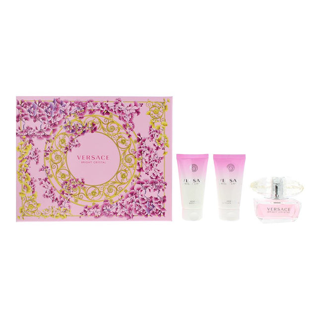 Versace Bright Crystal Eau De Toilette 50ml, Shower Gel 50ml, Body Lotion 50ml