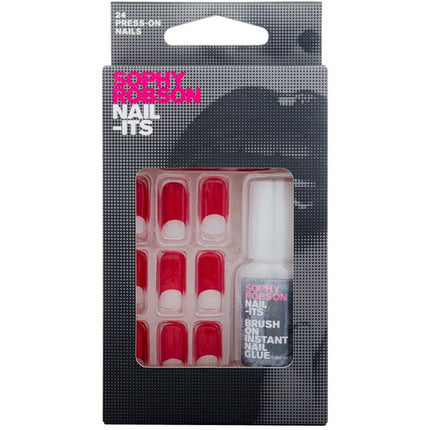 Sophy Robson NAIL-ITS False Nails Red Half Moon 24 Press-On Nail & Brush On Instant Nail Glue