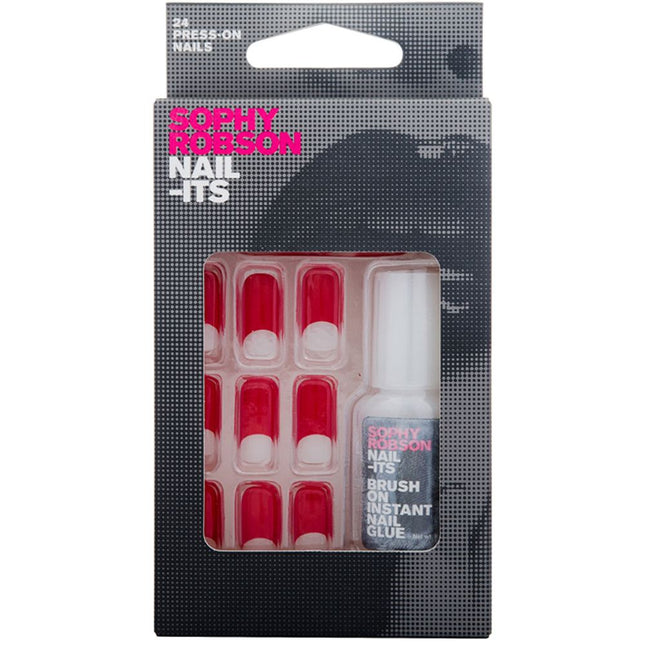 Sophy Robson NAIL-ITS False Nails Red Half Moon 24 Press-On Nail & Brush On Instant Nail Glue