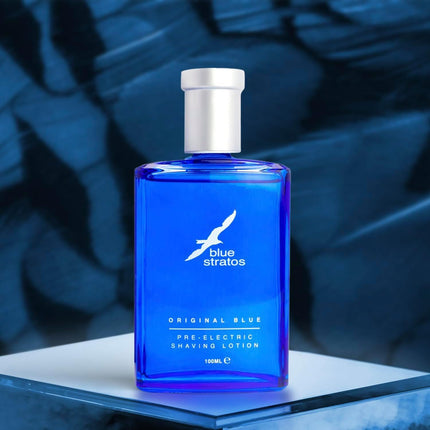 Blue Stratos Pre-Electric Shave Lotion, Original Blue for Men, Lifts Beard & Reduces Irritation, Cooling Effect, Classic Scent of Cedarwood, Vanilla, and Musk, 100ml