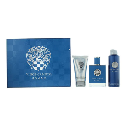 Vince Camuto Homme Eau de Toilette 100ml, Body Spray 180ml + Body Wash 150ml