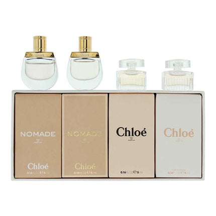 Chloe Miniature Gift Set Chloe Nomade Eau De Parfum 5ml - Chloe Eau De Parfum 5ml - Chloe Nomade Eau De Toilette 5ml - Chloe Eau De Toilette 5ml