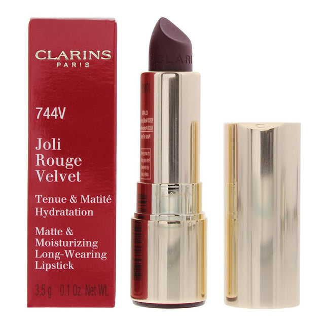 Clarins Joli Rouge Velvet Matte & Moisturising Long Wearing Lipstick 744V Plum 3.5g