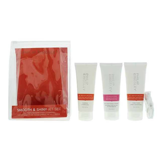 Philip Kingsley Smooth & Shiny Jet Set Gift Set - Re-Moisturizing Shampoo 75ml, Re-Moisturizing Conditioner 75ml + Elasticizer 75ml
