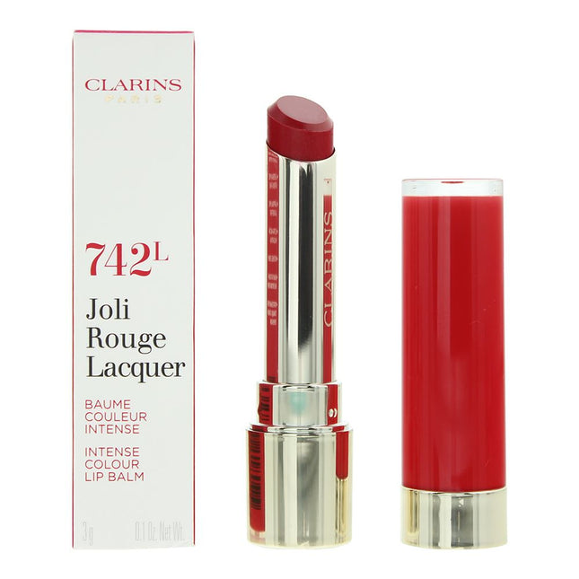 Clarins Joli Rouge Lacquer Intense Colour Lip Balm 3g - 742L Joli Rouge