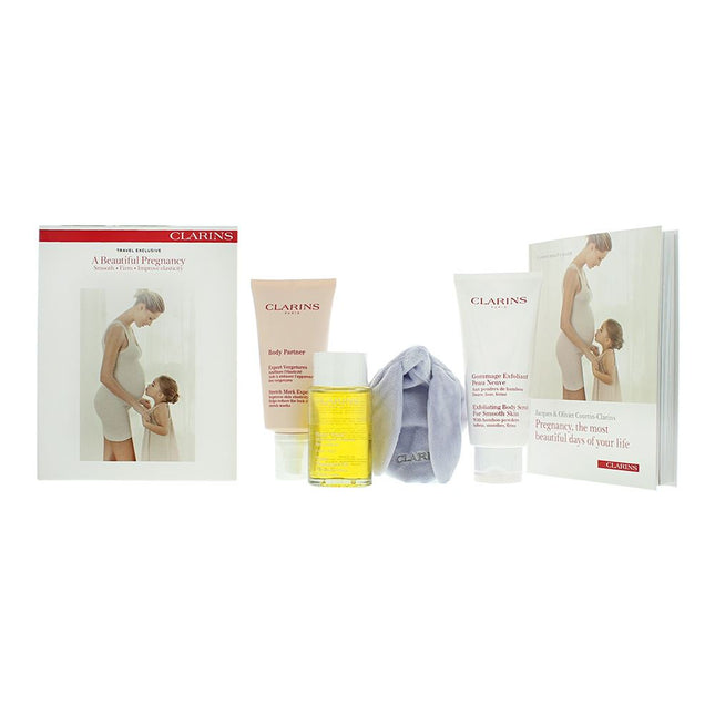 Clarins A Beautiful Pregnacy Gift Set Body Scrub, Body Oil, Stretch Mark Expert