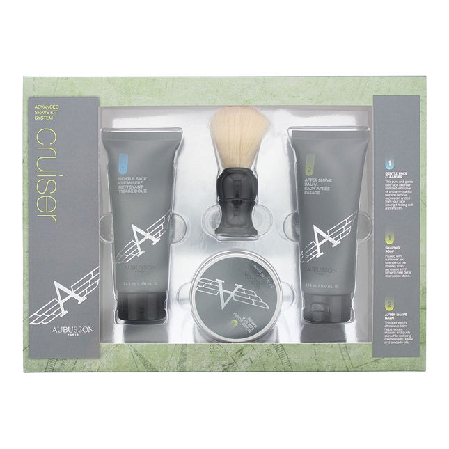 Aubusson Cruiser Face Cleanser 100ml, Shaving Soap 60g, Brush & After Shave Balm