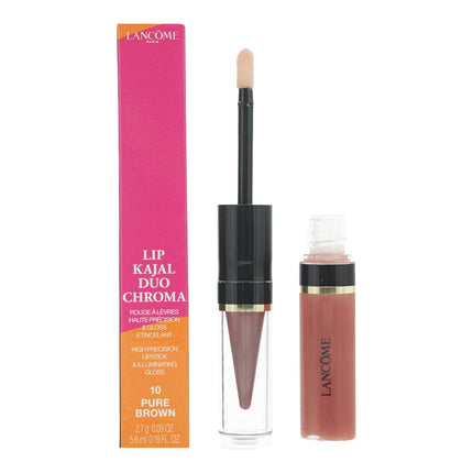 Lancome Lip Kajal Duo Chroma 10 Pure Brown High Precision Lipstick 2.7g & Illuminating Gloss 5.6ml