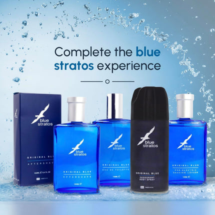 Blue Stratos Pre-Electric Shave Lotion, Original Blue for Men, Lifts Beard & Reduces Irritation, Cooling Effect, Classic Scent of Cedarwood, Vanilla, and Musk, 100ml