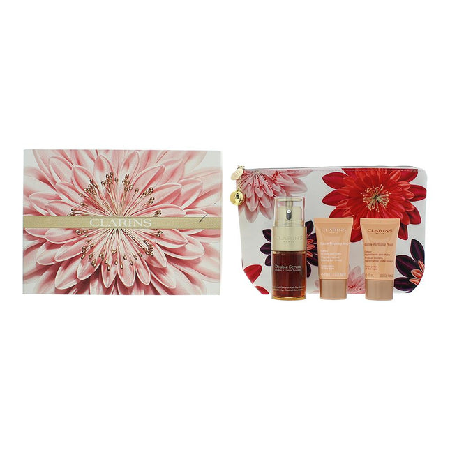 Clarins Extra-Firming Gift Set - Double Serum 30ml, Day Cream 15ml, Night Cream 15ml + Pouch