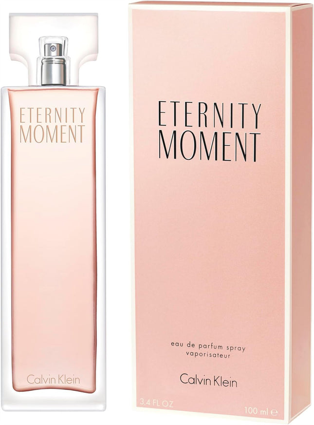 CALVIN KLEIN Eternity Moment, Eau de Parfum for Women, Floral Fragrance with Notes of Sweet Lychee, Pink peony and Raspberry Cashmere, High Longevity 100ml
