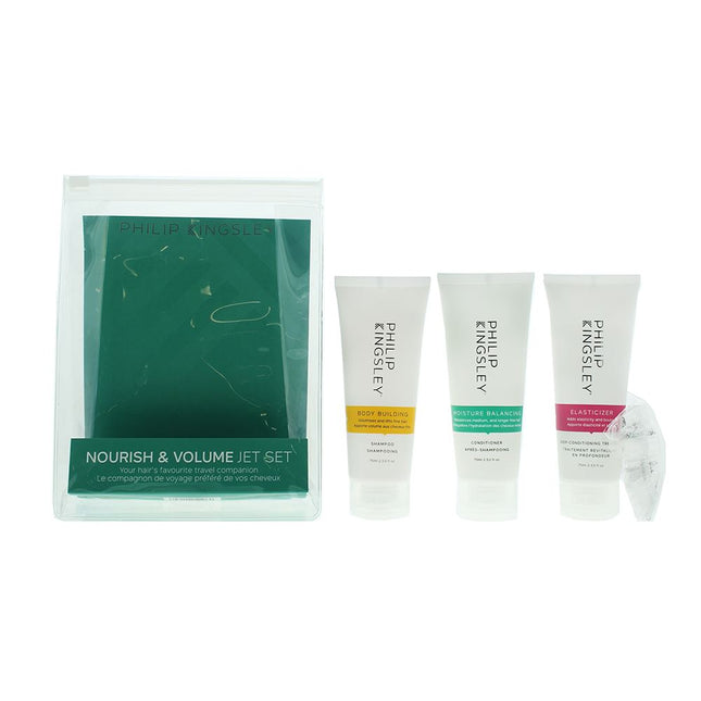 Philip Kingsley Nourish & Volume Jet Set Gift Set - Body Building Shampoo 75ml - Moisture Balancing Conditioner 75ml - Elasticizer 75ml