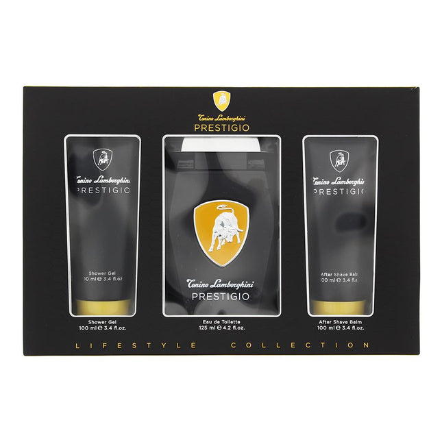 Lamborghini Prestigio Eau De Toilette 125ml + Shower Gel + Aftershave Balm Set