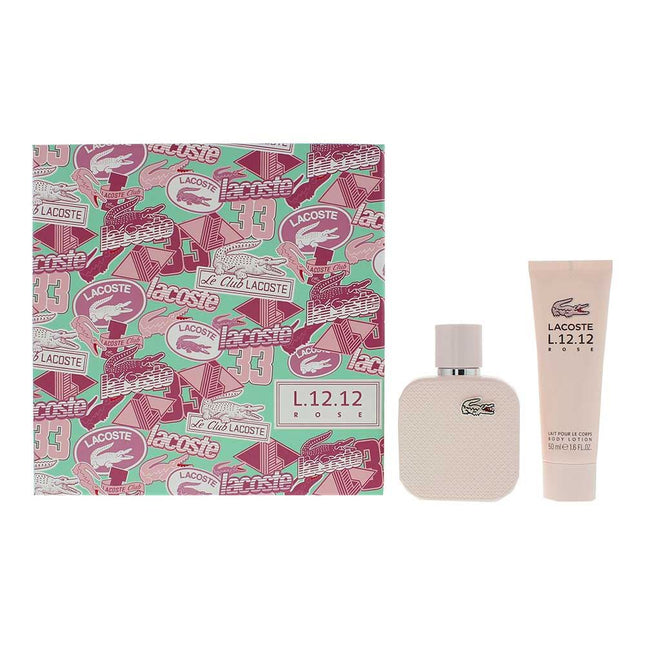 Lacoste Eau De Lacoste L.12.12 Rose Eau de Parfum 50ml + Body Lotion Gift Set