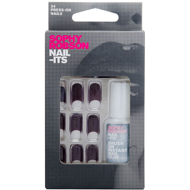 Sophy Robson NAIL-ITS False Nails Dark Red Half Moon 24 Press-On Nails