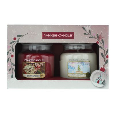 Yankee Candle 2 Piece Gift Set: Peppermint Pinwheels 411g - Snow Globe Wonderland 411g