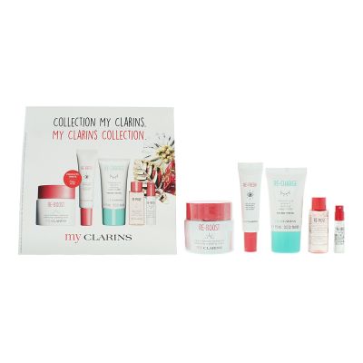 Clarins My Clarins 5 Piece Gift Set: Roll-on Eye De-Puffer 15ml - Face Cream 50ml - Sleep Mask 15ml - Cleansing Water 10ml - Beauty  Mist 1.5ml