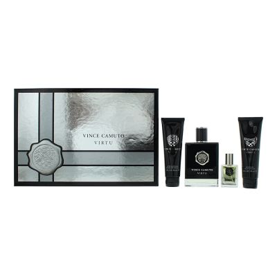 Vince Camuto Virtu 4 Piece Gift Set: Eau de Toilette 100ml - Aftershave Balm 90ml - Shower Gel 90ml - Eau de Toilette 15ml