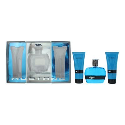 Mustang Blue 3 Piece Gift Set: Eau de Toilette 100ml - Aftershave Balm 100ml - Hair & Body Wash 100ml