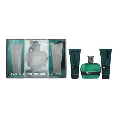 Mustang Green 3 Piece Gift Set: Eau de Toilette 100ml - Aftershave Balm 100ml - Hair & Body Wash 100ml