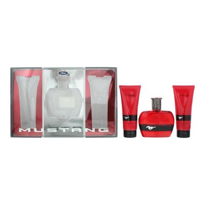 Mustang Red 3 Piece Gift Set: Eau de Toilette 100ml - Aftershave Balm 100ml - Hair & Body Wash 100ml