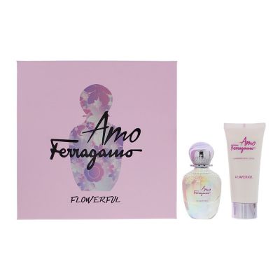 Salvatore Ferragamo Amo Flowerful Eau De Toilette 50ml + Body Lotion Gift Set